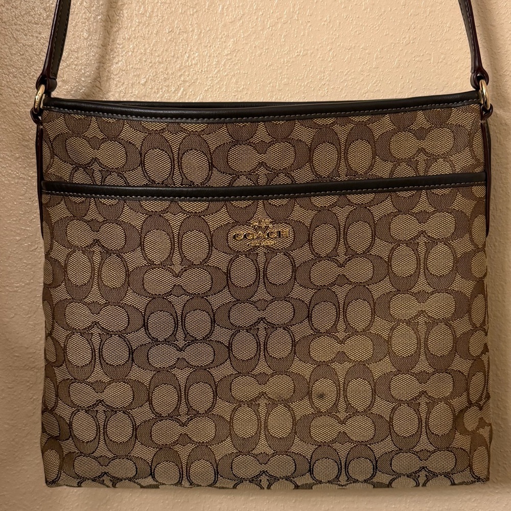 Coach Tan and Brown Signature Bag
